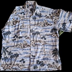 Pierre Cardin Blue and White Tropical Shirt